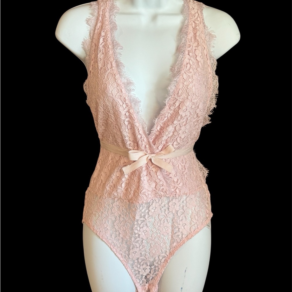 Topshop Pink Lace Bodysuit